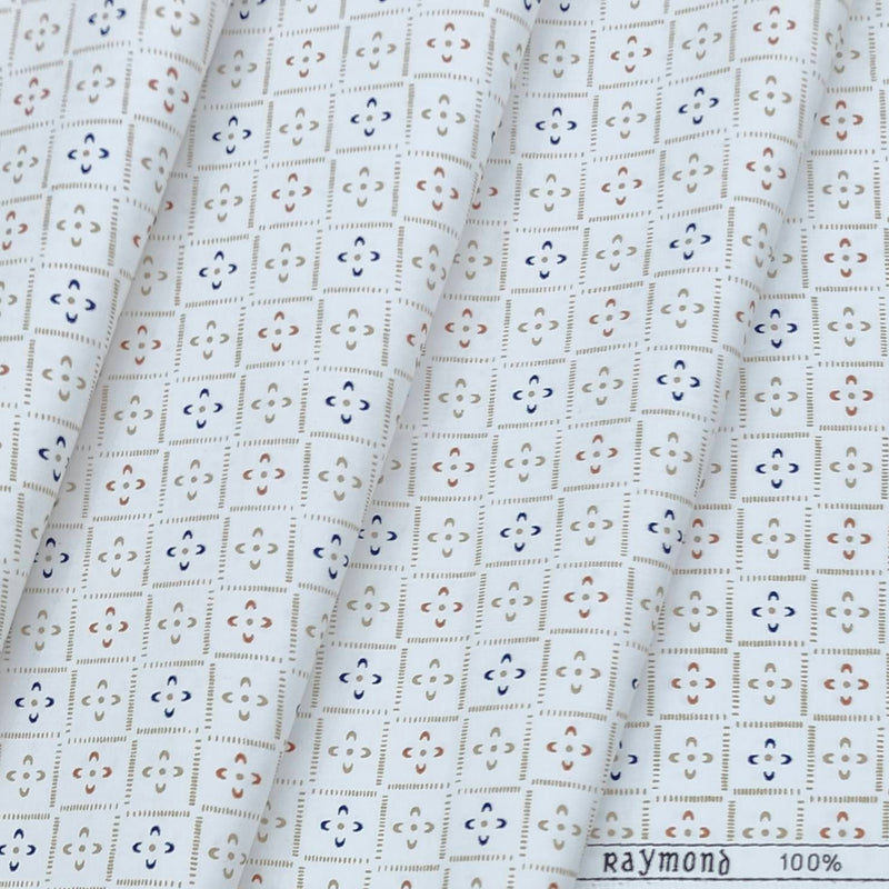 Shirt Fabric Raymond 100% Cotton Printed Colour Off white N Light Beige