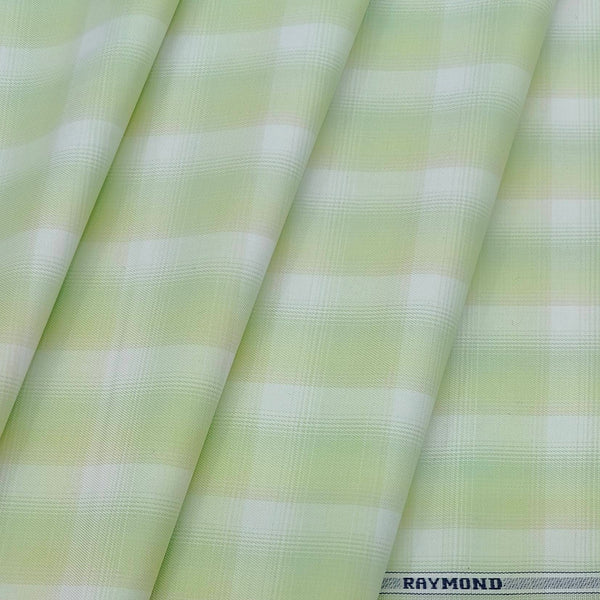 Shirt Fabric Raymond 100% Cotton Check Colour Light Green