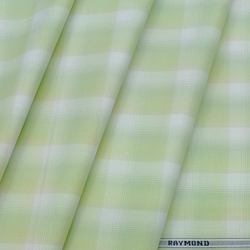 Shirt Fabric Raymond 100% Cotton Check Colour Light Green