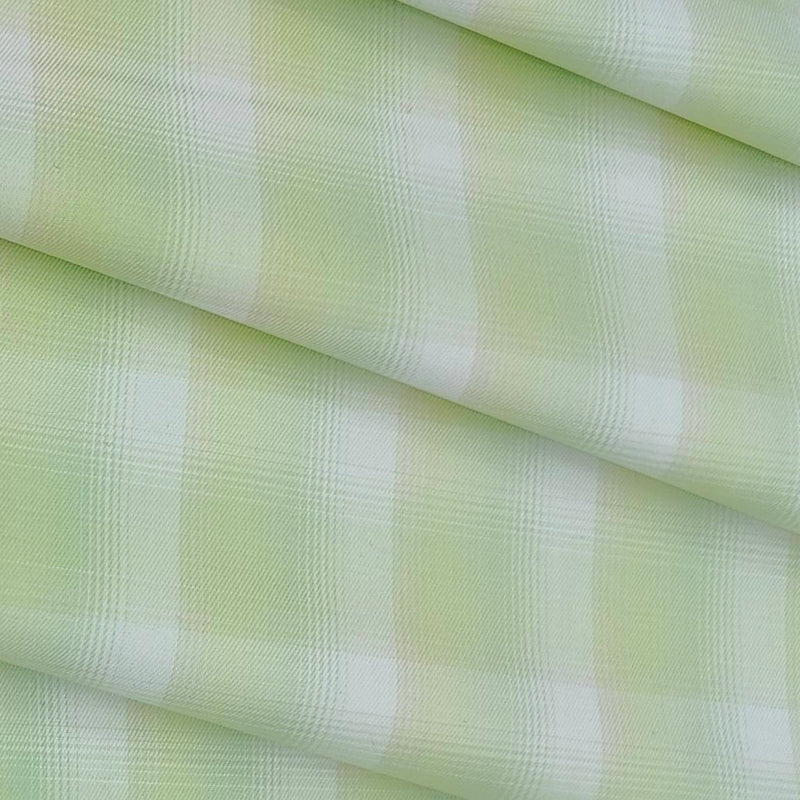 Shirt Fabric Raymond 100% Cotton Check Colour Light Green
