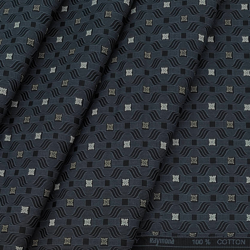 Shirt Fabric Raymond 100% Cotton Printed Colour Lead Grey