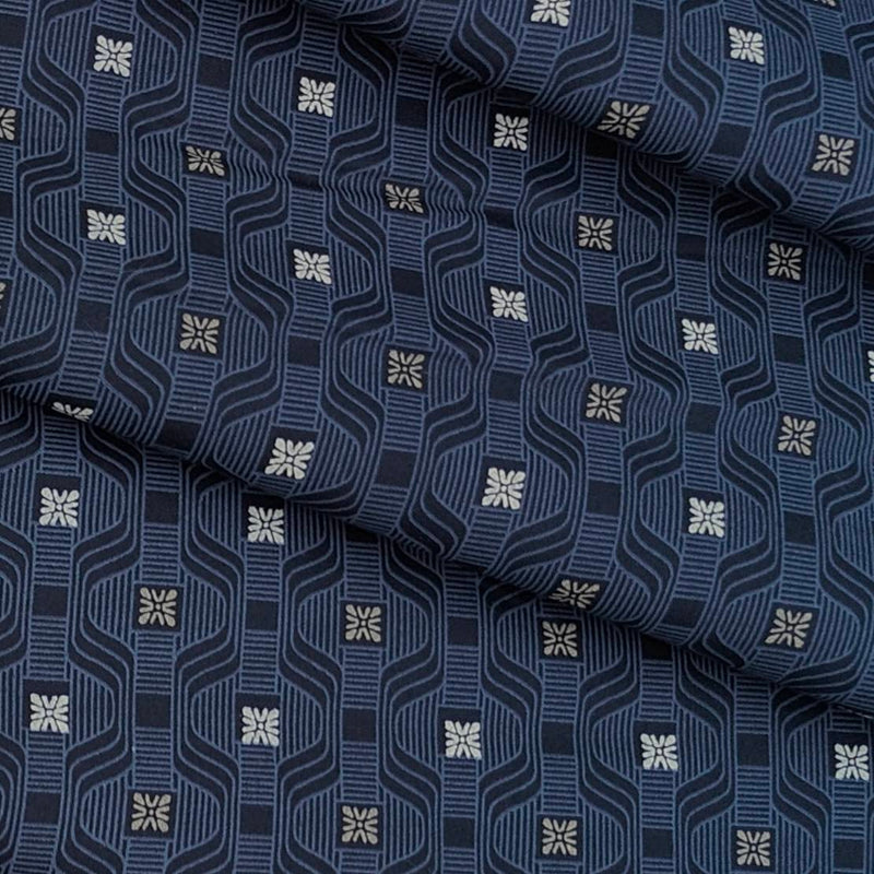 Shirt Fabric Raymond 100% Cotton Printed Colour Space Blue