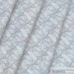 Shirt Fabric Raymond 100% Cotton Printed Colour Light Grey N White