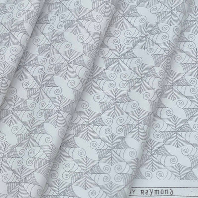 Shirt Fabric Raymond 100% Cotton Printed Colour Light Grey N White