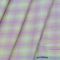 Shirt Fabric Raymond 100% Cotton Check Colour Light Pink N Light Green