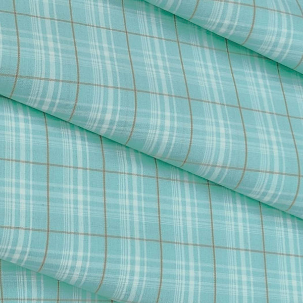 Shirt Fabric Raymond 100% Cotton Check Colour Mint Green