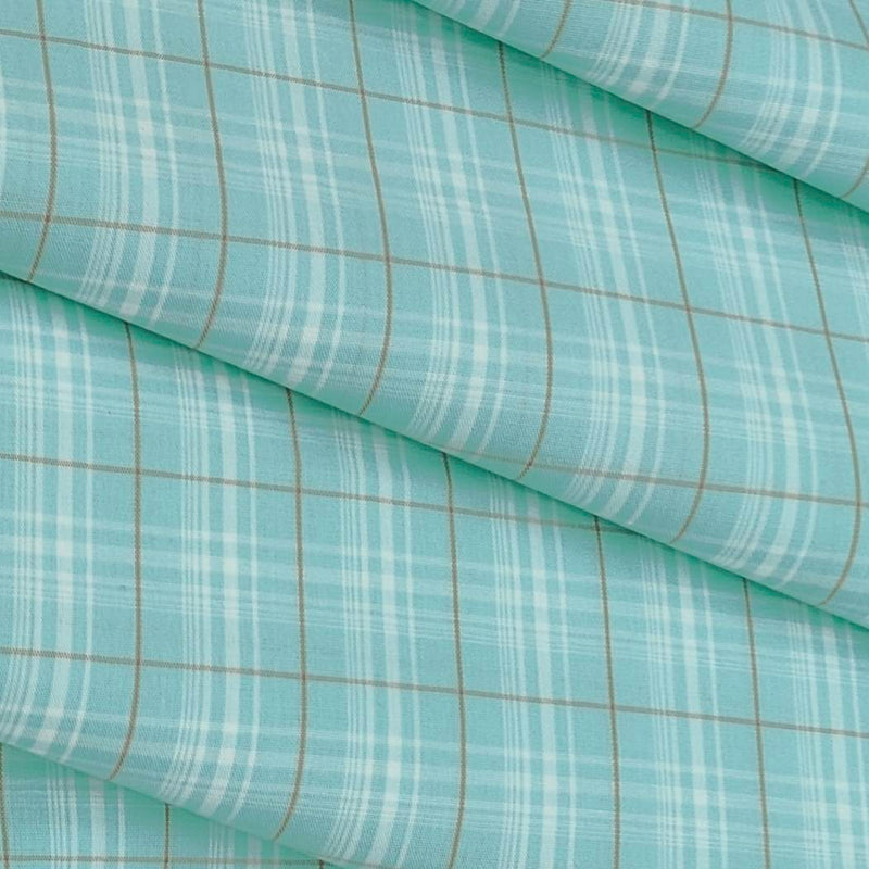 Shirt Fabric Raymond 100% Cotton Check Colour Mint Green