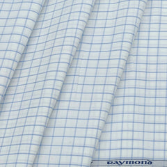Shirt Fabric Raymond 100% Cotton Check Colour Blue N White