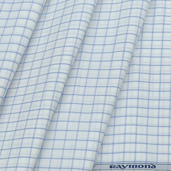 Shirt Fabric Raymond 100% Cotton Check Colour Blue N White