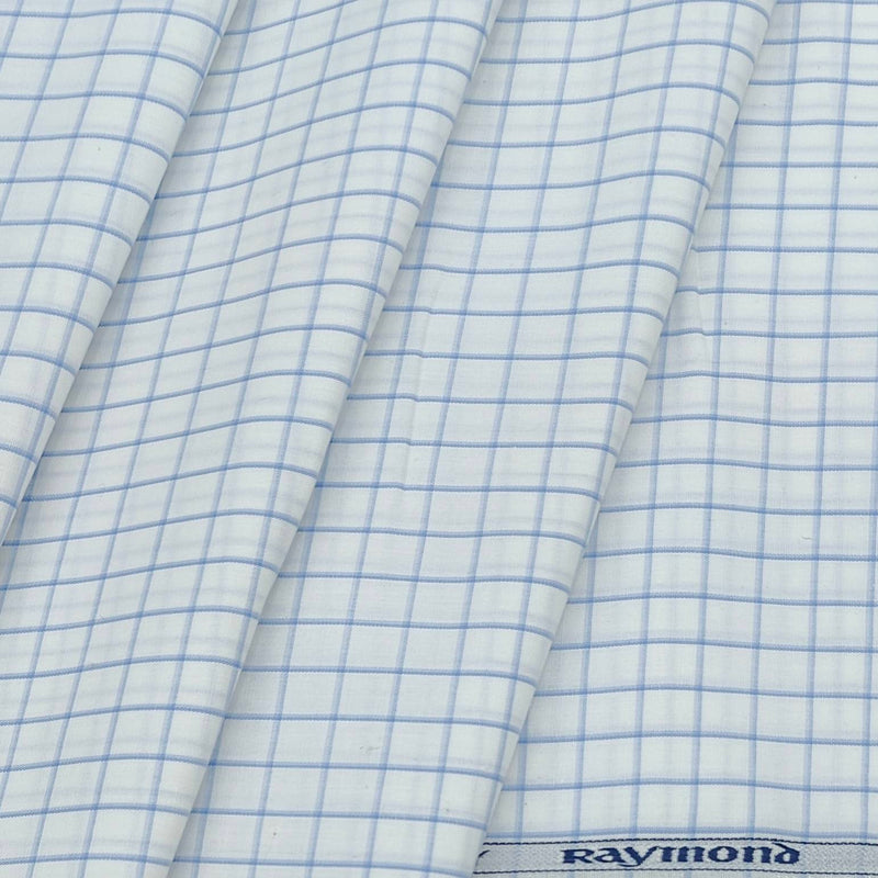 Shirt Fabric Raymond 100% Cotton Check Colour Blue N White