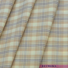 Shirt Fabric Raymond 100% Cotton Check Colour Beige N Cream