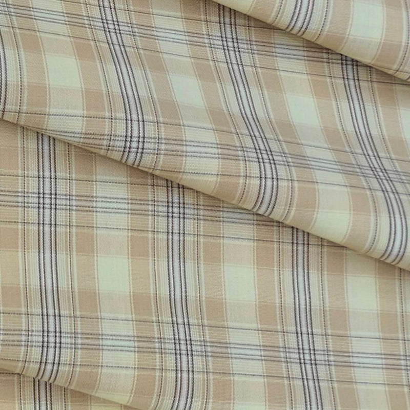Shirt Fabric Raymond 100% Cotton Check Colour Beige N Cream