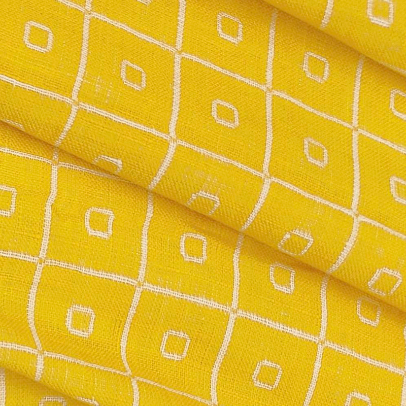 Shirt Fabric Solino Pure Linen Jacquard Colour Macaroon Yellow
