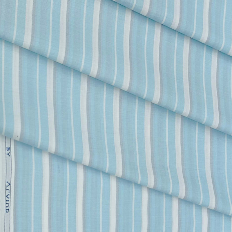 Shirt Fabric Arvind Cotton Blended Formal Lining Colour Powder Blue N Coin Grey