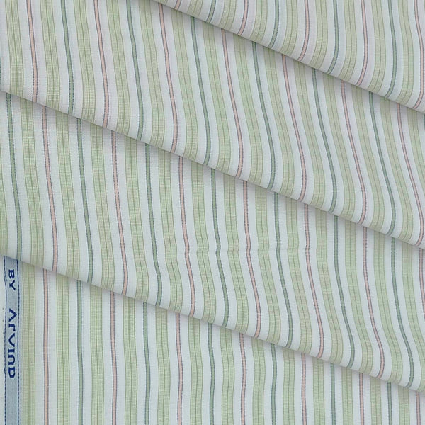 Shirt Fabric Arvind Cotton Blended Formal Lining Colour Gin Green N White
