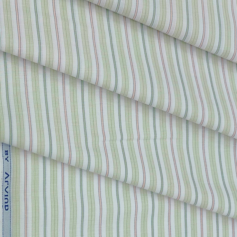 Shirt Fabric Arvind Cotton Blended Formal Lining Colour Gin Green N White