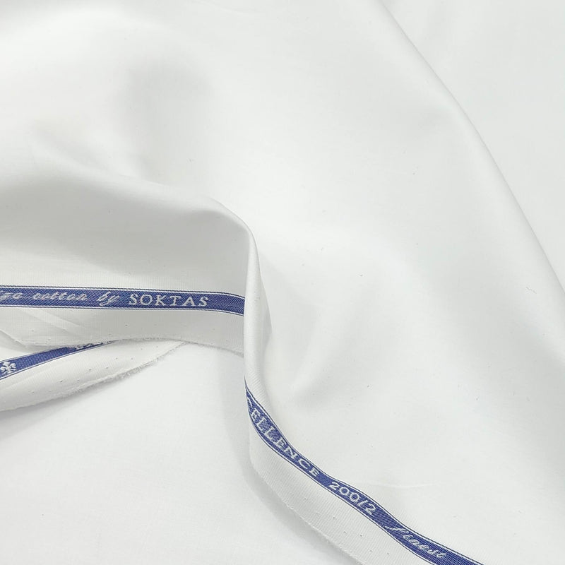 Shirt Fabric Soktas 200/2 Finest Giza Cotton Plain White