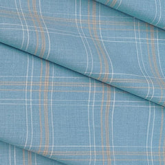 Shirt Fabric Arvind Cotton Blended Check Colour Denim Blue