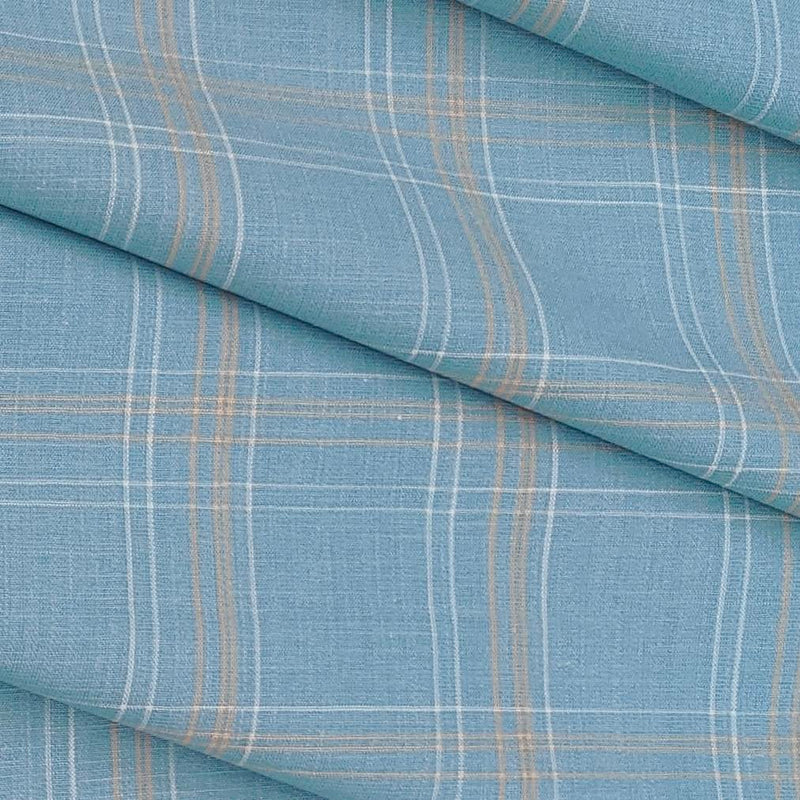 Shirt Fabric Arvind Cotton Blended Check Colour Denim Blue