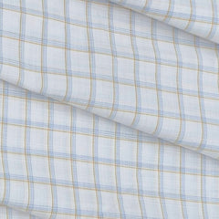 Shirt Fabric Arvind Cotton Blended Check Colour Light Blue N White