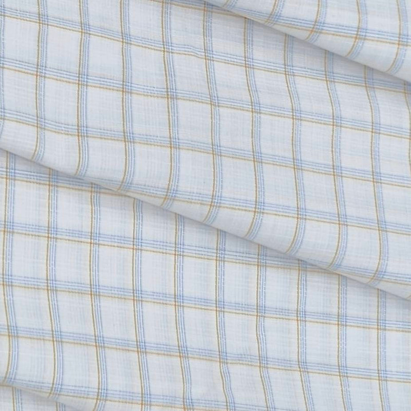 Shirt Fabric Arvind Cotton Blended Check Colour Light Blue N White