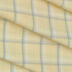 Shirt Fabric Arvind Cotton Blended Check Colour Buttermilk Yellow