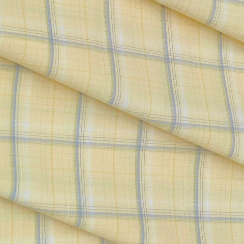 Shirt Fabric Arvind Cotton Blended Check Colour Buttermilk Yellow