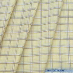 Shirt Fabric Arvind Cotton Blended Check Colour Beige N Cream Brown