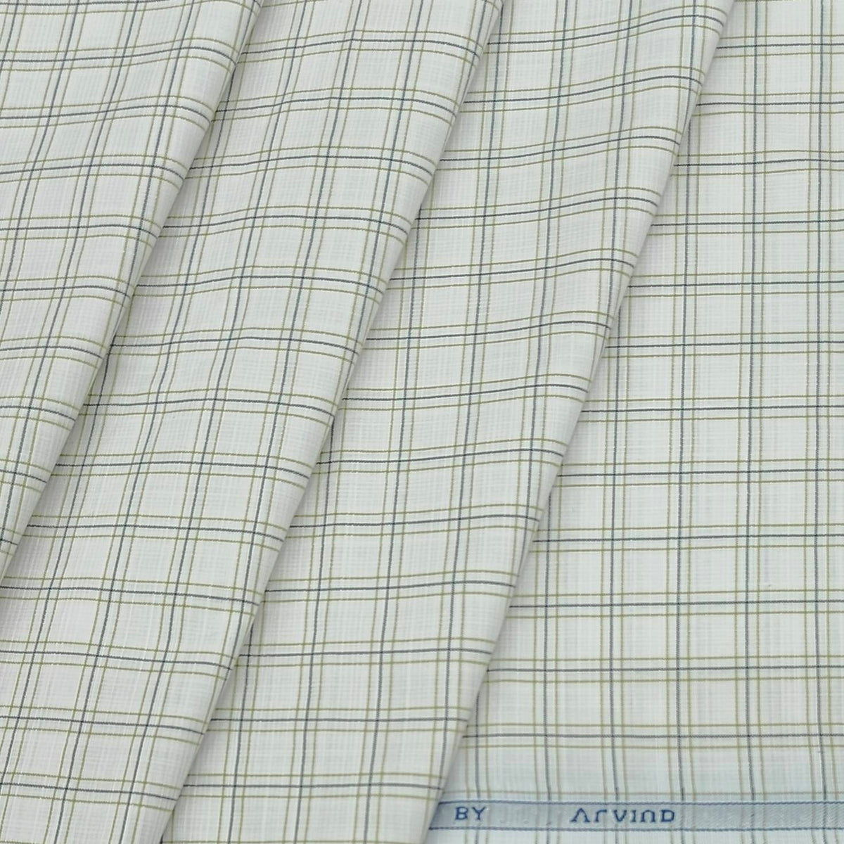 Shirt Fabric Arvind Cotton Blended Check Colour Blue N White