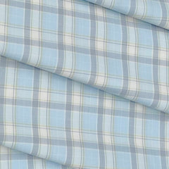 Shirt Fabric Arvind Cotton Blended Check Colour Sky Blue N Light Green