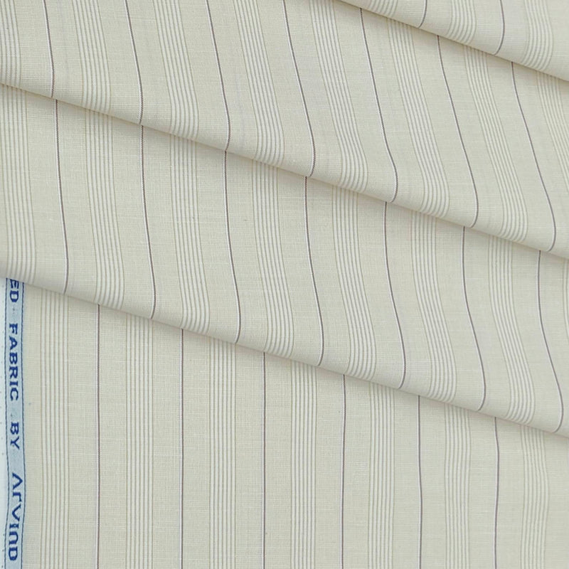 Shirt Fabric Arvind Cotton Blended Formal Lining Colour Off White N Light Brown