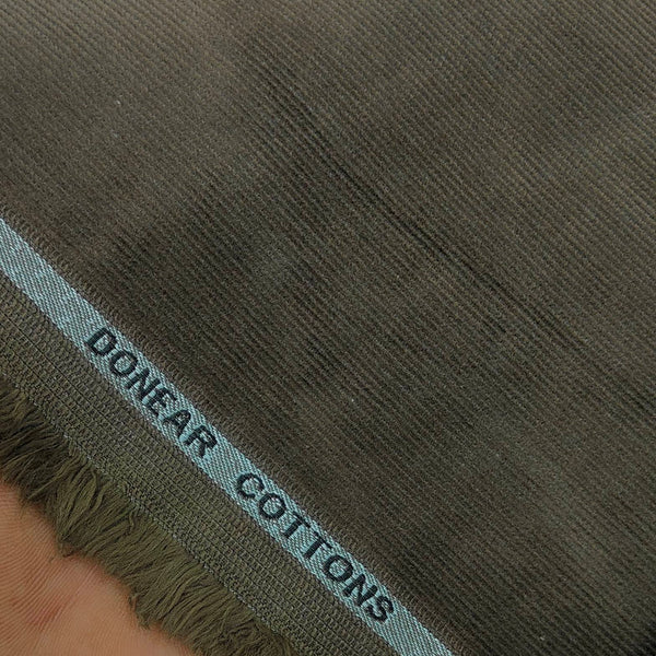 Corduroy Donear Pure Cotton stretchable Trouser Fabric Colour Brownish Green