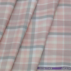 Shirt Fabric Soktas 100% Cotton Check Colour Rose Pink N Beige