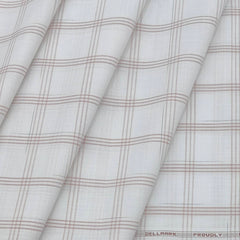 Shirt Fabric ManTire Poly Cotton Wrinkle Free Check Colour Flamingo Pink N White