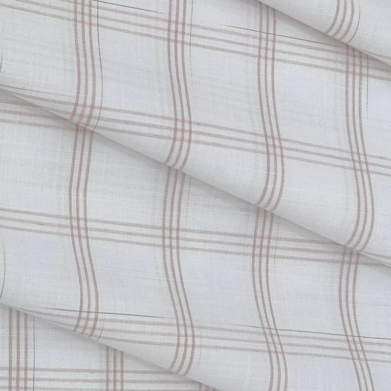 Shirt Fabric ManTire Poly Cotton Wrinkle Free Check Colour Flamingo Pink N White