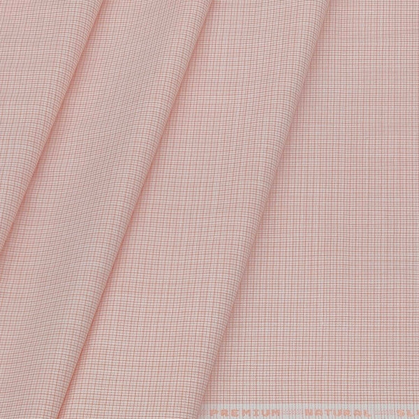 Shirt Fabric ManTire Poly Cotton Wrinkle Free Pin Check Colour Salmon Pink