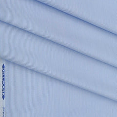 Shirt Fabric ManTire Poly Cotton Wrinkle Free Pin Lining Colour Blue