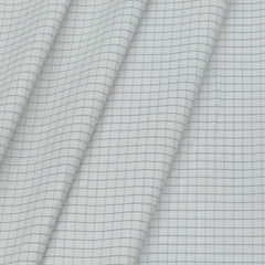 Shirt Fabric ManTire Poly Cotton Wrinkle Free Formal Small Check Colour White N Grey