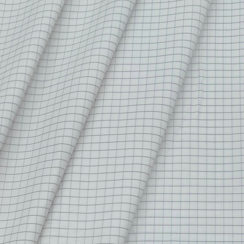 Shirt Fabric ManTire Poly Cotton Wrinkle Free Formal Small Check Colour White N Grey