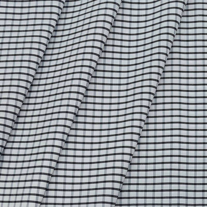 Shirt Fabric ManTire Poly Cotton Wrinkle Free Formal Small Check Colour White N Black