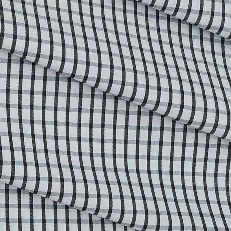 Shirt Fabric ManTire Poly Cotton Wrinkle Free Formal Small Check Colour White N Black