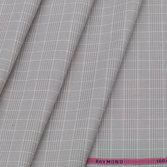 Shirt Fabric Raymond 100% Cotton  Check Colour Pinkish White