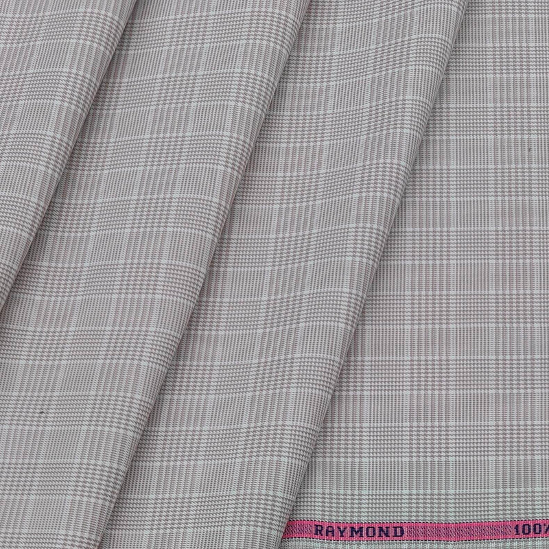 Shirt Fabric Raymond 100% Cotton  Check Colour Pinkish White