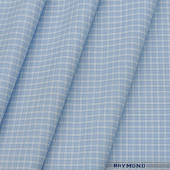 Shirt Fabric Raymond 100% Cotton Small Check Colour Light Blue