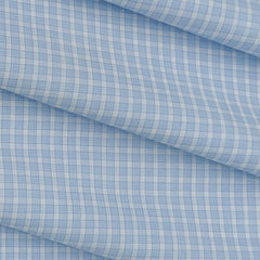 Shirt Fabric Raymond 100% Cotton Small Check Colour Light Blue