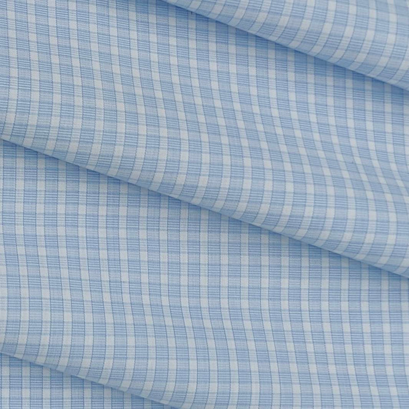 Shirt Fabric Raymond 100% Cotton Small Check Colour Light Blue