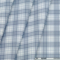 Shirt Fabric Raymond Polished Cotton Check Colour Light Blue