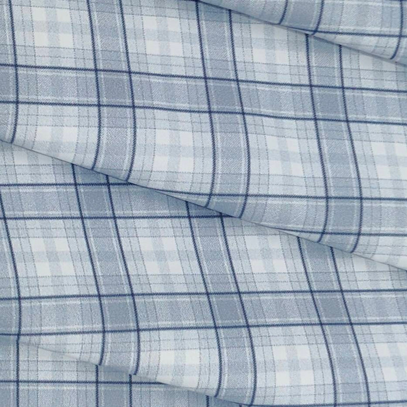 Shirt Fabric Raymond Polished Cotton Check Colour Light Blue