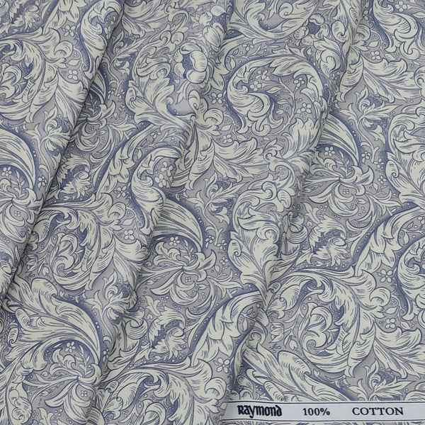 Shirt Fabric Raymond Cotton Digital Printed Colour Off White N Light Lavender