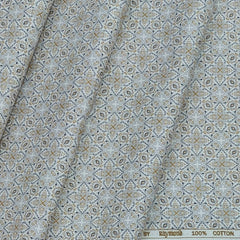 Shirt Fabric Raymond 100% Cotton Printed Colour Gold N White